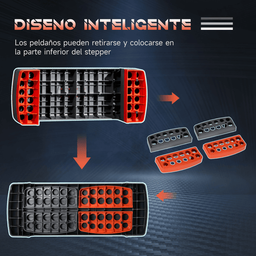 HOMCOM Plataforma Step Fitness Step de Aeróbico com Altura Ajustável de 101520cm Plataforma de Exercício em Casa Ginásio Oficina Carga 150kg 78x28x20cm Vermelho e Cinza