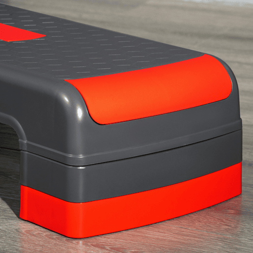 HOMCOM Plataforma Step Fitness Step de Aeróbico com Altura Ajustável de 101520cm Plataforma de Exercício em Casa Ginásio Oficina Carga 150kg 78x28x20cm Vermelho e Cinza