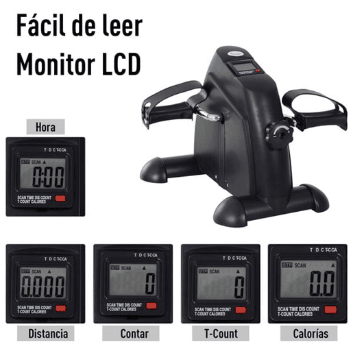 HOMCOM Mini bicicleta Estática Aparelho de Exercício Braços e Pernas Resistência ajustável Tela LCD 39x40x31cm