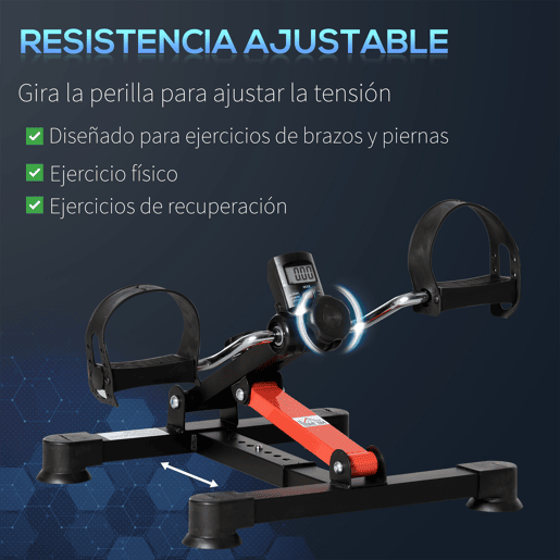 HOMCOM Mini Bicicleta Estática de Exercícios Mini Bicicleta Estática com Altura e Comprimento Ajustáveis Tela LCD Máquina de Pedalar de Mãos e Pernas 33-43x40x24,5-34,5 cm Preto
