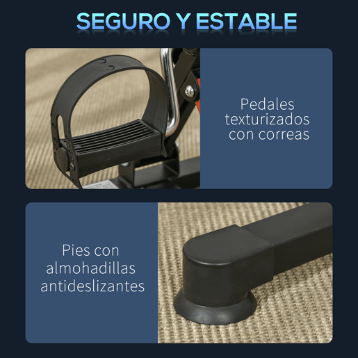 HOMCOM Mini Bicicleta Estática de Exercícios Mini Bicicleta Estática com Altura e Comprimento Ajustáveis Tela LCD Máquina de Pedalar de Mãos e Pernas 33-43x40x24,5-34,5 cm Preto