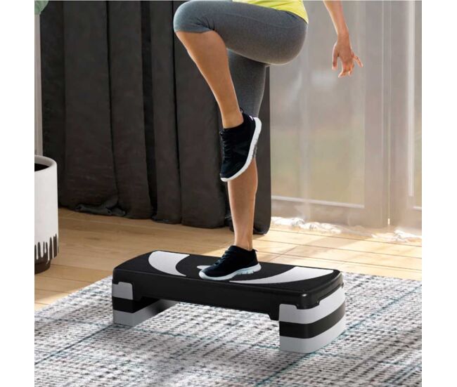 Homcom step de aeróbic, step para fitness antideslizante con altura regulable 3 niveles de 10/15/20 cm, tabla plataforma stepper para ejercicio en casa gimnasia, carga 150 kg 80x31x20 cm, gris