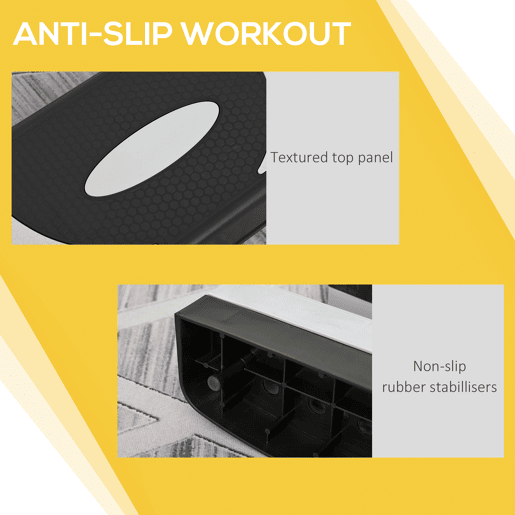 HOMCOM Step para Exercício Aeróbico Plataforma Step com Altura Ajustável em 3 Níveis com Carga Máxima 150kg para Exercício em Academia Casa 80x31x10-20cm Preto e Branco
