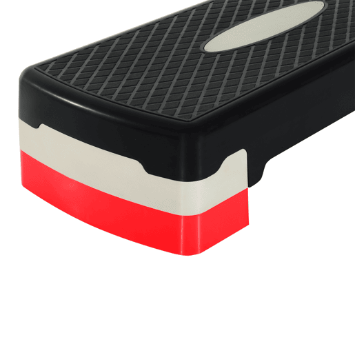 HOMCOM Step de Aeróbica Antiderrapante com Altura Ajustável em 2 Níveis (1015 cm), Suporta até 150 kg, Ideal para Exercícios em Casa ou Ginásio, 68x29x15 cm, Preto e Vermelho