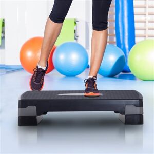 HOMCOM Step de Aeróbica Antiderrapante para Fitness com Altura Regulável 2 NÃveis 1015 cm Suporta até 150 kg para ExercÃcio em Casa ou Ginásio 68x29x15 cm Preto