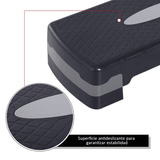 HOMCOM Step de Aeróbica Antiderrapante para Fitness com Altura Regulável 2 Níveis 1015 cm Suporta até 150 kg para Exercício em Casa ou Ginásio 68x29x15 cm Preto