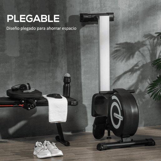 HOMCOM Máquina de Remo Dobrável com 8 Níveis de Resistência Magnética Volante de Inércia de 4kg Monitor LCD para Treinamento em casa Aço Alumínio 185x58x57cm Carga 120kg Preta e Prata