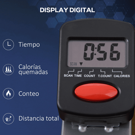 HOMCOM Máquina de Remo Hidráulico Dobrável com 4 Níveis de Resistência Ecrã Digital e Pedal Antiderrapante para Fitness em Casa Aço 129x70x70cm Preto e Prata