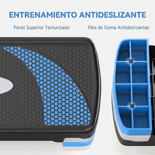 HOMCOM Step para Exercício Aeróbico Plataforma Step com Altura Ajustável em 3 Níveis com Carga Máxima 150kg para Exercício em Academia Casa 80x31x10-20cm Azul
