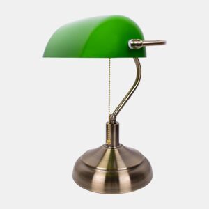 candeeiro de mesa em metal dourado série bancario 27cm