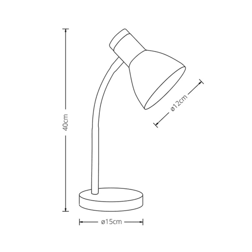 candeeiro flexográfico de metal branco série argos 14cm