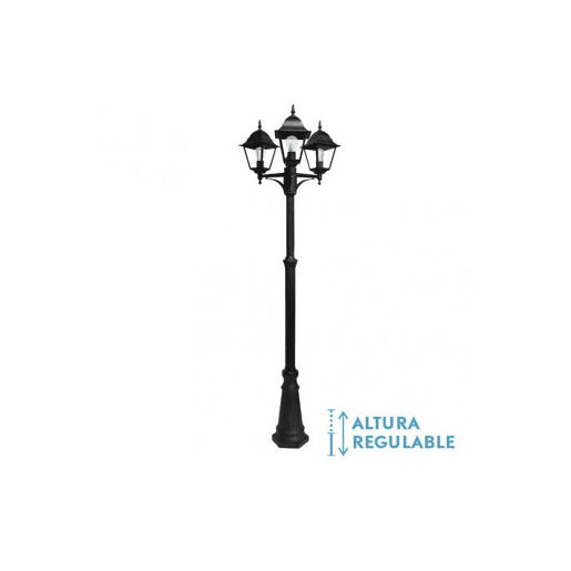 candeeiro de rua para jardim alumínio cor preta série spica 62cm
