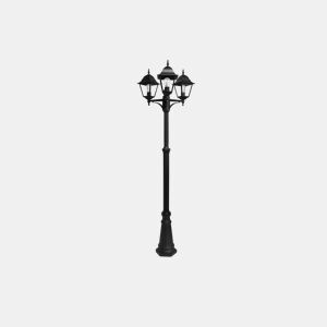 candeeiro de rua para jardim alumínio cor preta série spica 62cm