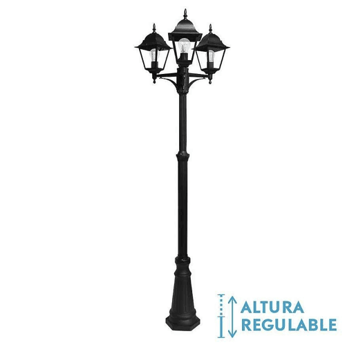 candeeiro de rua para jardim alumínio cor preta série spica 62cm