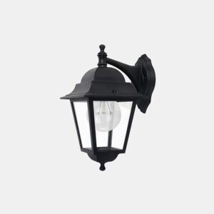 candeeiro de parede exterior em alumínio cor preta série spica 28cm