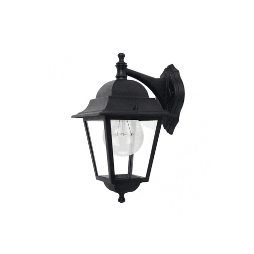 candeeiro de parede exterior em alumínio cor preta série spica 28cm