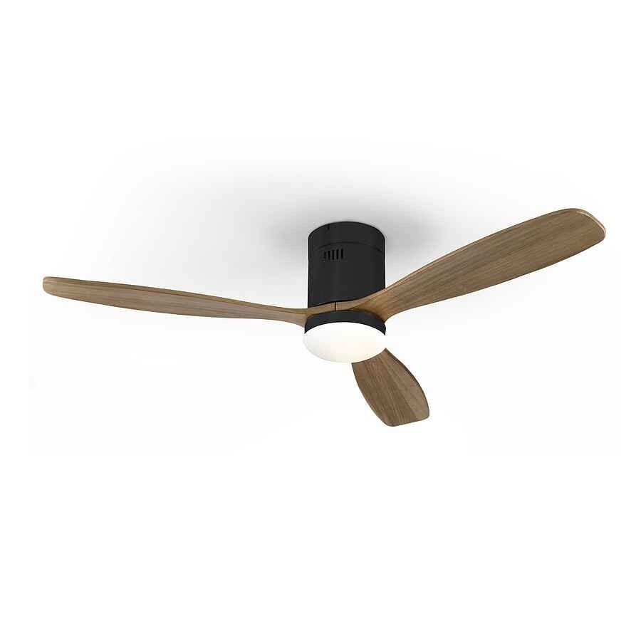 Ventilador De Techo Dc Siroco Negro 132cm Led Cct Regulable Control Remoto Con Temporizado