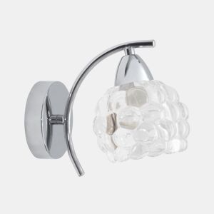 candeeiro de parede em metal cromado com vidro tulipa série 12cm