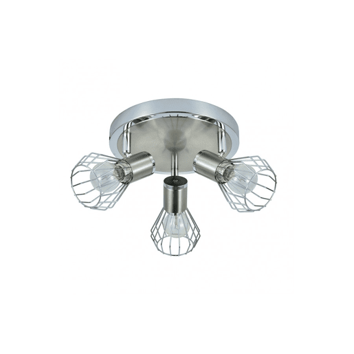 candeeiro de tecto 3 luzes cor níquel série metal mateo 28cm