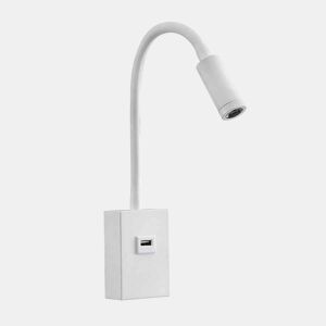 candeeiro de parede em metal branco capote série 6cm