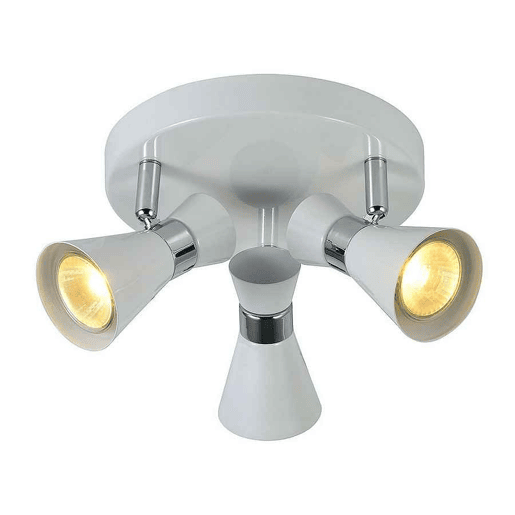 candeeiro de tecto 3 luzes cor branca metal max 20cm série