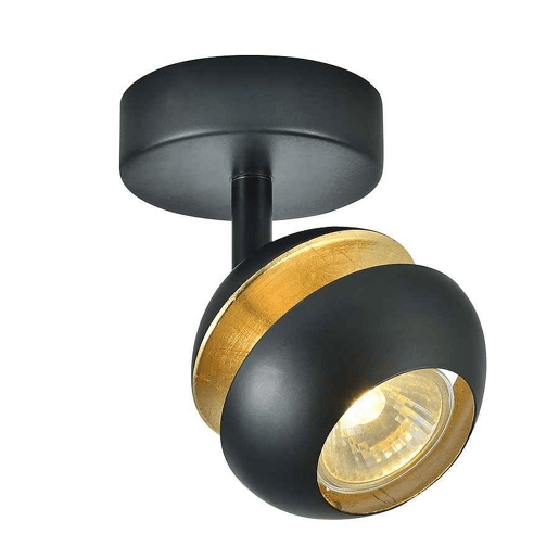 projector 1 luz preto metal cor série beethoven 13cm