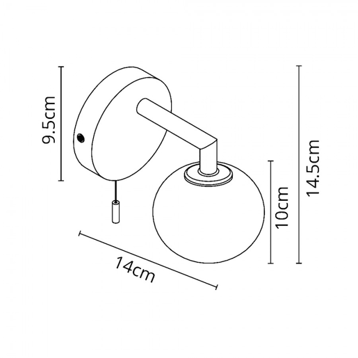 candeeiro de parede led para casa de banho em metal cromado série suria 10cm