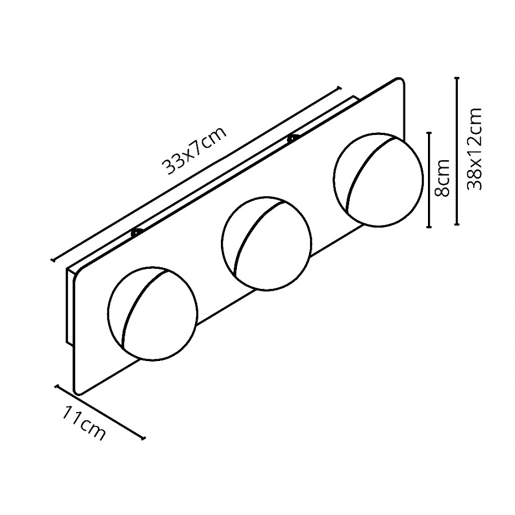candeeiro de parede LED para casa de banho em policarbonato cromado série sirla 38cm