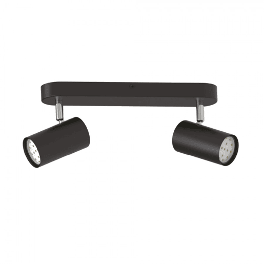 fita 2 luzes metal preto cor série lucas 30cm