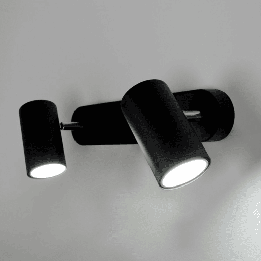 fita 2 luzes metal preto cor série lucas 30cm