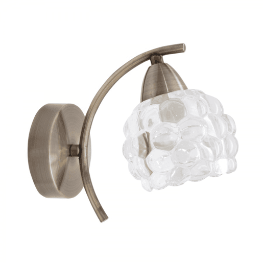 candeeiro de parede em metal dourado vidro tulipa série 12cm