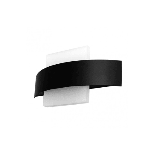 candeeiro de parede em metal preto série arco 24cm
