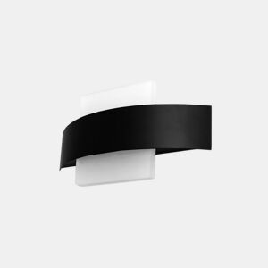 candeeiro de parede em metal preto série arco 24cm