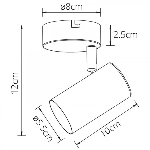 Projector de metal branco série lucas 10cm