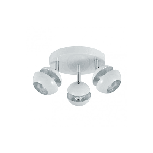 candeeiro de tecto 3 luzes em metal branco série beethoven 22cm