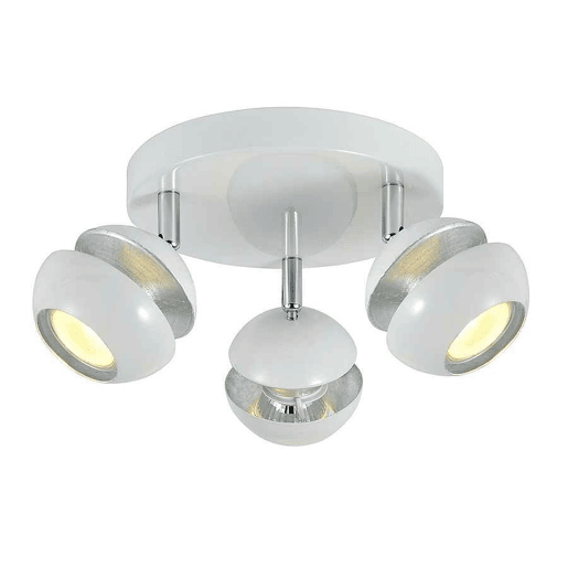 candeeiro de tecto 3 luzes em metal branco série beethoven 22cm