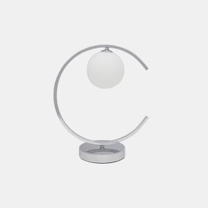 candeeiro de mesa em metal cromado série conil 32cm