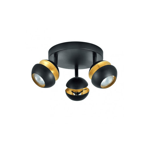 candeeiro de tecto 3 luzes metal cor preta série beethoven 22cm