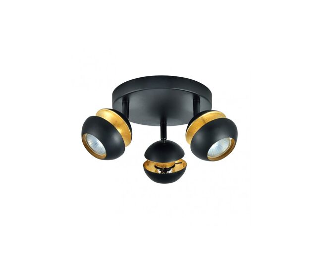 Plafon 3 luces metal color negro serie beethoven 22cm