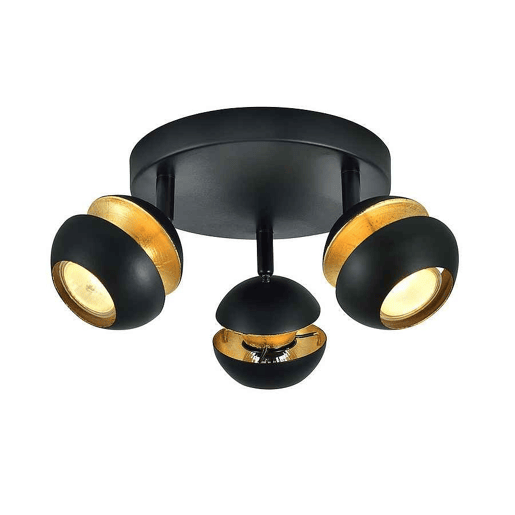 candeeiro de tecto 3 luzes metal cor preta série beethoven 22cm