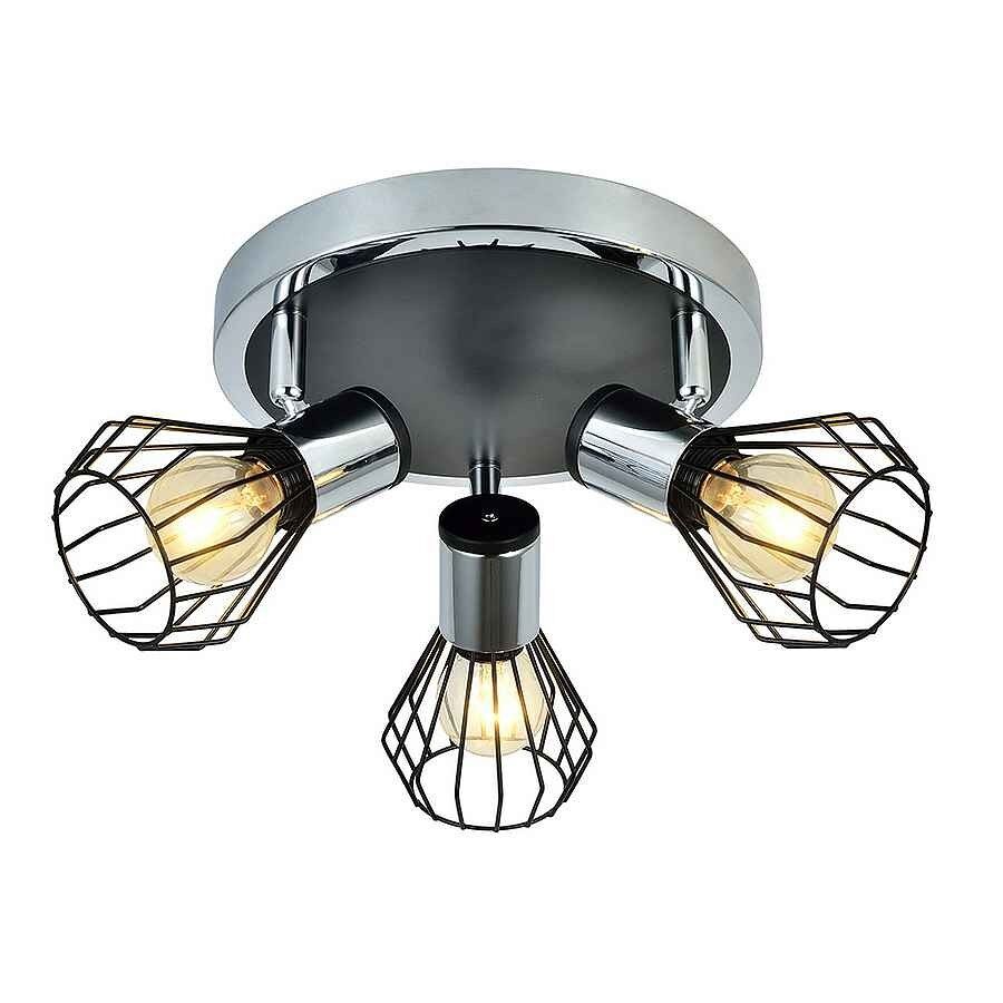 Plafon 3 luces metal color cromo serie mateo 28cm