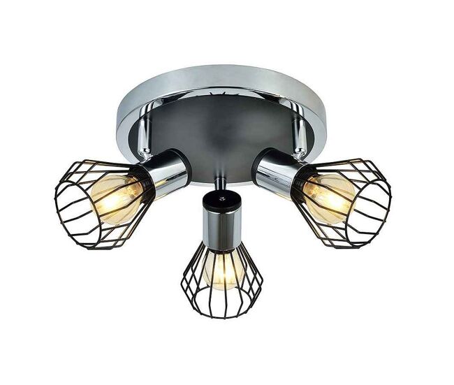 Plafon 3 luces metal color cromo serie mateo 28cm