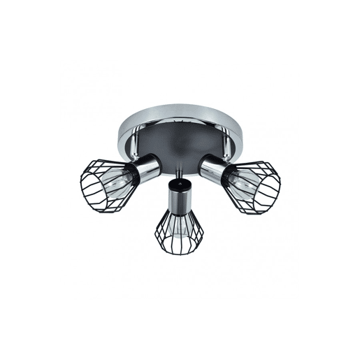candeeiro de tecto 3 luzes metal cor cromada serie mateo 28cm