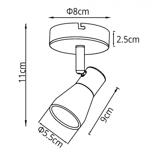 projector de metal cor branca série leonel 9cm