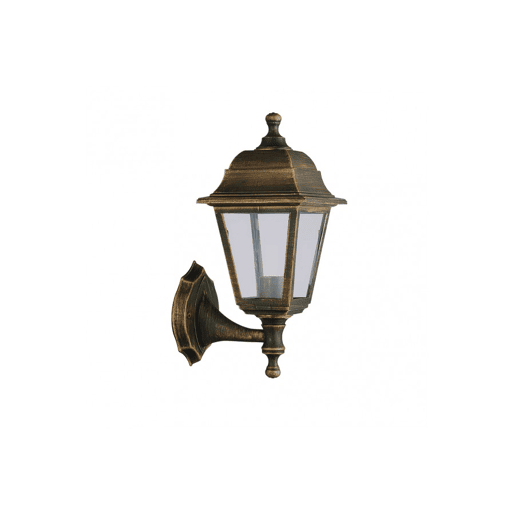 candeeiro de parede exterior em policarbonato cor de ouro série basil 15cm