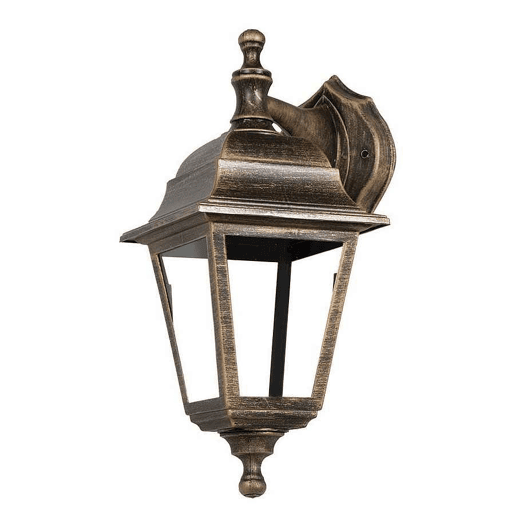 candeeiro de parede exterior em policarbonato cor de ouro série basil 15cm
