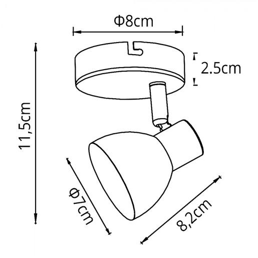 projector de metal cor castanha série linus 8,2cm