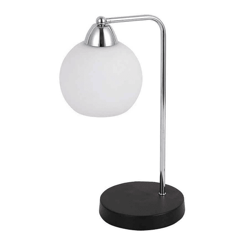 candeeiro de mesa em metal cromado série pissis 17cm