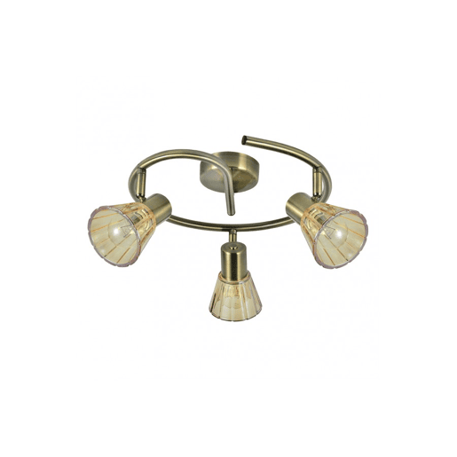 candeeiro de tecto 3 luzes em metal dourado série cooper 32cm