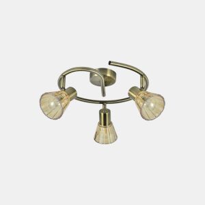 candeeiro de tecto 3 luzes em metal dourado série cooper 32cm